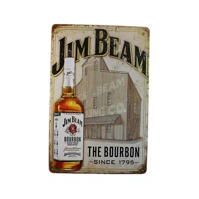 2XTin Sign JIM BEAM THE BOURBON SINCE1795 Sprint Drink Bar Whisky Rustic Look • $24.59