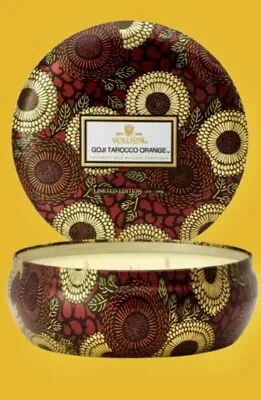 Voluspa LARGE Goji Tarocco Orange 3-Wick Candle Decorative Tin 12 Oz • $19.99