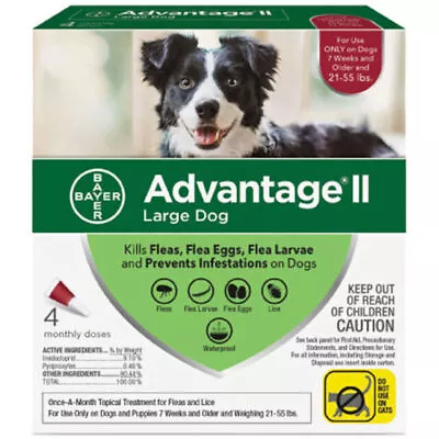 Bayer Advantage II Flea Prevention And Treatment For Large Dogs - Pack Of 4 • $32.99