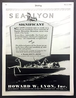 1930 Sea Lyon Runabout Boat Photo  Perfect Performance  Vintage Print Ad • $9.59