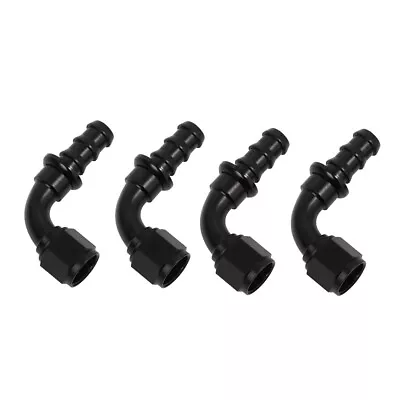 Push Lock Hose Fitting End 4AN 90 Degree Fits For ID 1/4  Rubber Fuel Hose 4Pcs • $19.99