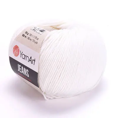 1 X 50 YarnArt Jeans 55% Cotton – 45% PA Mix Knitting Wool/Yarn 64 Colours • £1.19