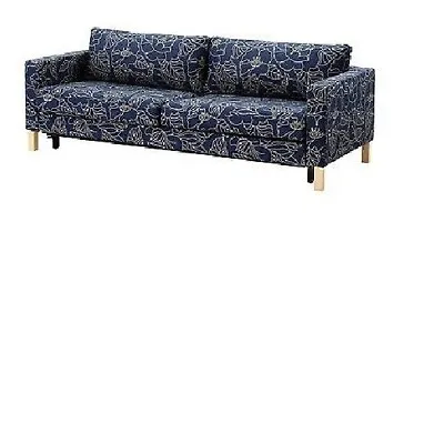 Ikea Karlstad Cover For 3-Seat Sofa-Bed Bladaker Blue-Beige 502.290.62 • £325
