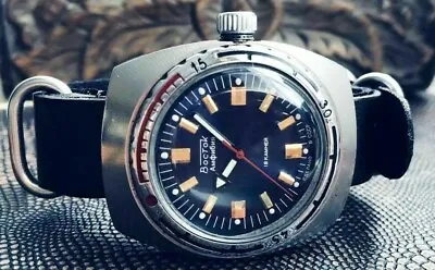 Vostok Amphibian Watch 2209 Original USSR Mens Vintage Wrist Watch+Leather Strap • $118.70