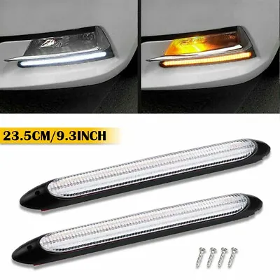 2Pc DRL LED Headlight Strip Light Daytime Running Sequential Turn Signal Lamp W • $11.49