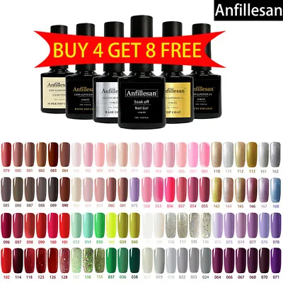 Anfillesan 12 Colour Series Gel Nails Soak Off UV LED Nail Lacquer Top Base Coat • $8.79