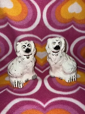 Pair Of Vintage Porcelain Beswick Wally Dogs Figurines 1378-6 No Damage Gold • £27.50