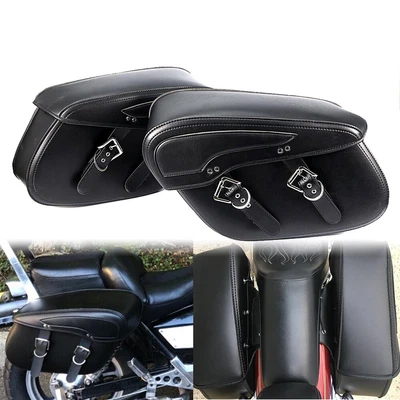 $129.99 • Buy Black Side Saddle Bags Saddlebags For Yamaha V Star 650 950 1100 1300 Motorcycle