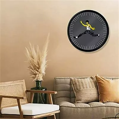 Fashion Home Decorations Black Kung Fu Wall Clock Bruce Lee Round Clock Chinese • $25.66
