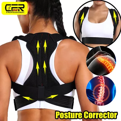 Posture Corrector Women Men Back Support Shoulder Lumbar Magnetic Brace Therapy • $35.29