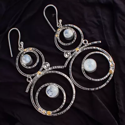 Rainbow Moonstone Gemstone 925 Silver Earring Handmade Jewelry Earring • $11.95