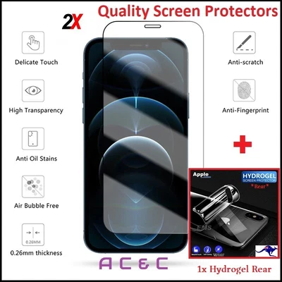 $13.95 • Buy Hydrogel Back Protector + 2x Tempered Glass Screen Protector For Apple IPhone 13