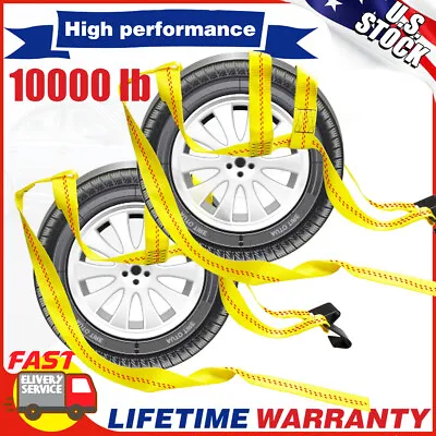 2pack Tire Basket Straps Wrecker Car Hauler Truck Tow Dolly Tire Wheel Tie Down • $63.01