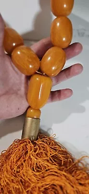 Vintage HUGE BUTTERSCOTCH AMBER Bakelite Prayer Beads - 494 Grams Inactive • $995