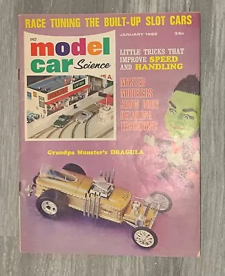 1966 Jan MODEL CAR SCIENCE Magazine V.4 #1 VG+ 4.5 Grandpa Munsters Dragula • $25.25