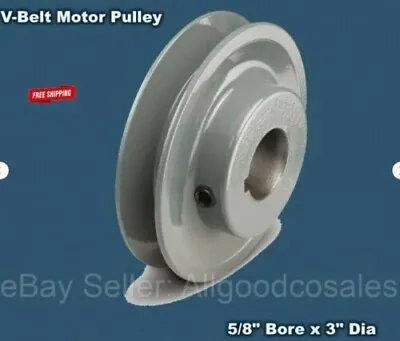 $22.99 • Buy Cast Iron Motor Pulley 5/8  Bore X 3  Dia V-Belt Solid Set Screw Fixed Bore