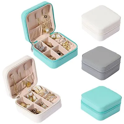 $6.95 • Buy Travel Leather Jewellery Box Organizer Ornaments Case Ring Earring Storage Tray