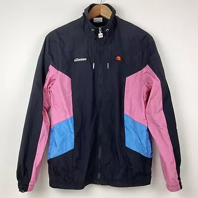 Ellesse Men’s Vinales Full Zip Windbreaker Track Jacket Black Pink Blue Size S • $24.99