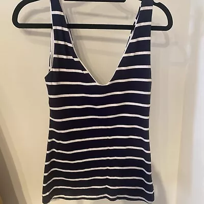 Kookai Size 1 Navy Blue Stripes Top • $20
