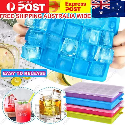 1~4pcs Silicone 24 Grids Ice Cube Tray With Lid Mold Maker Tool Square Mould DF • $10.56