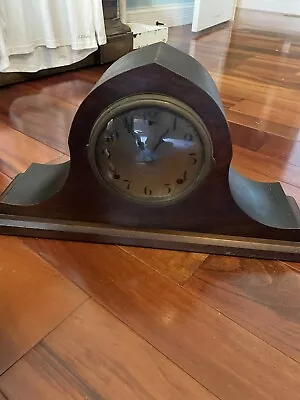 GILBERT KEY WIND VINTAGE WOODEN MANTEL SHELF CLOCK With KEY See Description AsIS • $60