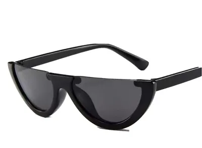 Half Frame Fashion Cat Eye Black Sunglasses For Women Girls UV400 Uk • £2.99