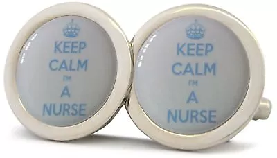 £6.99 • Buy Keep Calm Im A Nurse Silver Polished Finish Cufflinks New
