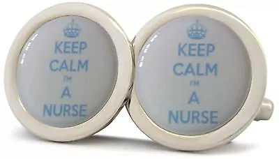 Keep Calm Im A Nurse Silver Polished Finish Cufflinks New • £6.99