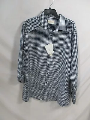 Houndstooth Mens Shirt XLT Tall Roundtree Blue Outdoor Check Long Sleeve Pocket  • $15.99