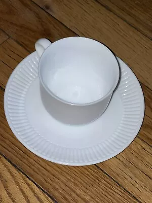 Martha Stewart White  Milk Glass Ribbed Cup And Saucer Mug Tea Coffee Set Of 6 • $19.95