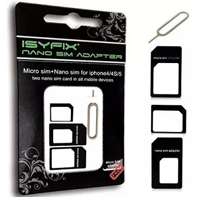 ISYFIX SIM Card Adapter Nano Micro - Standard 4 In 1 Converter Kit With Steel • $9.11