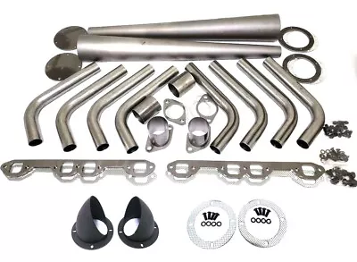 Ford 292 - 312 Y-Block Lakester Header Kit 1-5/8 Tube 4 Inch Cone + 4  Turn Outs • $219.99