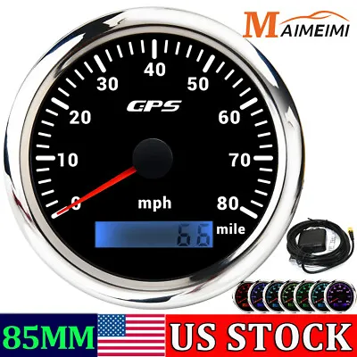 $49.19 • Buy 85mm Boat GPS Speedometer 0-80 MPH Odometer Gauge For Car Truck Marine US STOCK 