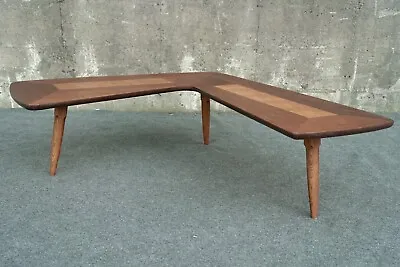 Mid Century Modern Lane Walnut & Burlwood Boomerang Coffee Table • $1249.99