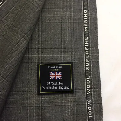 Grey Checked Lightweight Superfine Merino Wool Suit Fabric. Made In England • $73.37