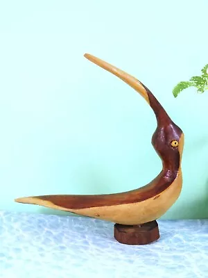 Handcrafted Natural Wooden Bird Sculpture Primitive Modern Art 6.25 Inches High • $16.99