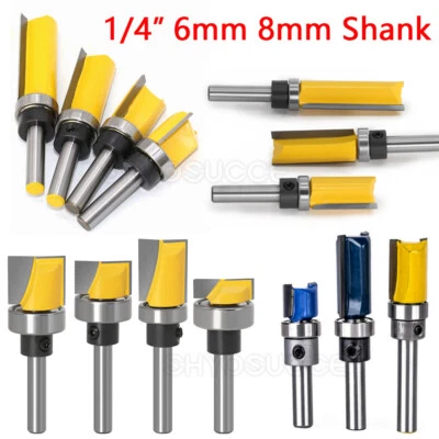 £7.40 • Buy  8mm 6mm 1/4  Shank Template Router Bit Flush Trim Pattern Milling Cutter Tool