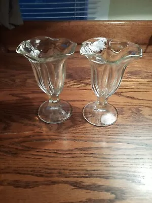 Vintage Libbey Thick Ribbed Sundae Milkshake Glass - Set Of 2 - 1/2 Cup - K • $16.99