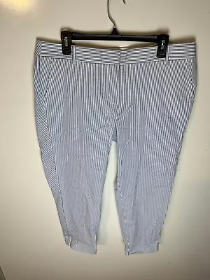 J. Crew Skimmer Pant City Fit Womens Size 14 Stretch Blue White Stripe NWT • $29.99