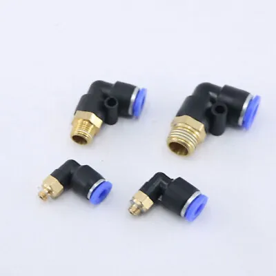 L-Type Air Push In Fitting Quick Pneumatic 90°Elbow Connector Male 4mm~16mm Hose • $17.37