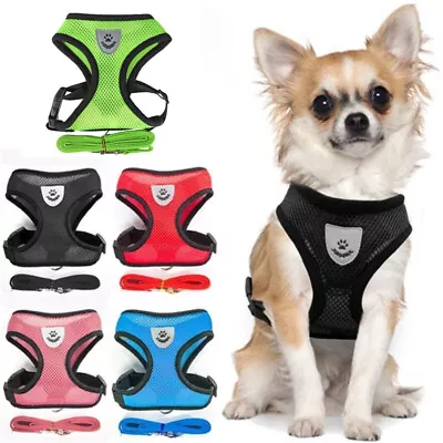 Dog Puppy Pet Adjustable Harness Comfort Breathable Soft Mesh Fabric With Clip • £2.49