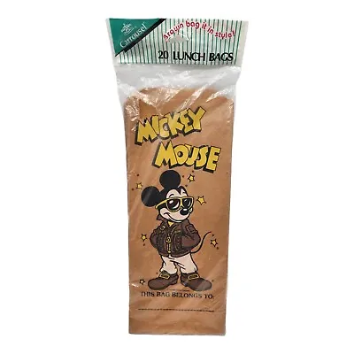 Walt Disney Mickey Mouse Brown Lunch Paper Bags Pack Of 20 Made In USA Carrousel • $17.88