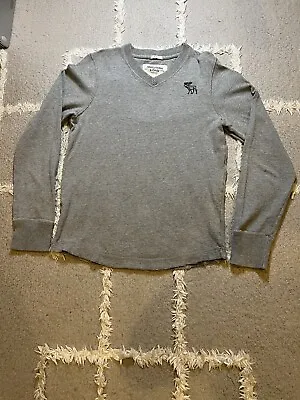 $18.99 • Buy Abercrombie & Fitch Muscle Long Sleeve Shirt Mens Medium Gray V Neck Cotton