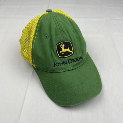 £19.99 • Buy Vintage John Deere Green Yellow Logo Patch Mesh Hat Cap Adjustable Size