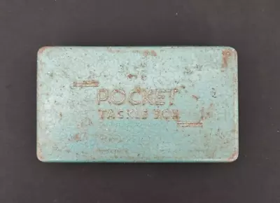 Vintage Classic Metal Green Pocket Tackle Box - 6.5” X 3.75” Nice Original • $17.99