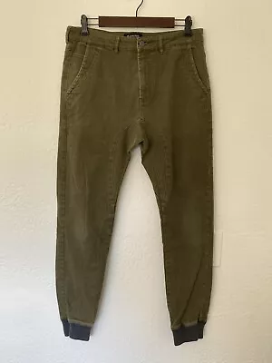 Zanerobe Green Cargo Style Pants With Elastic Ankle Cuff Australian • $18