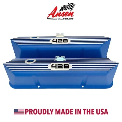$275 • Buy Ford FE 428 Tall Valve Covers Blue - Die-Cast Aluminum - Ansen USA