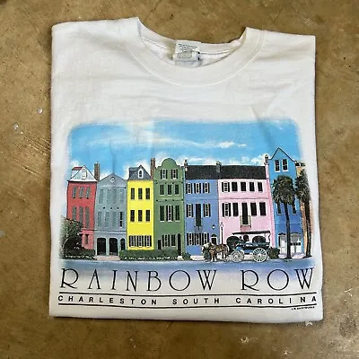 Vintage Charleston South Carolina Rainbow Row Graphic T-Shirt White Men’s Large • $13.49