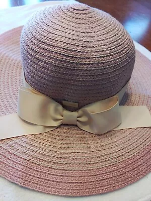 Betmar New York Womens Hat Beige And Light Pink Bow Is Cream White Color 1 Size • $29.99