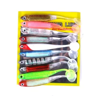 10pcs Soft Plastic Lure Bass Grubs T-Tailed Fishing Worm Bait Artificial Tackle • $1.99